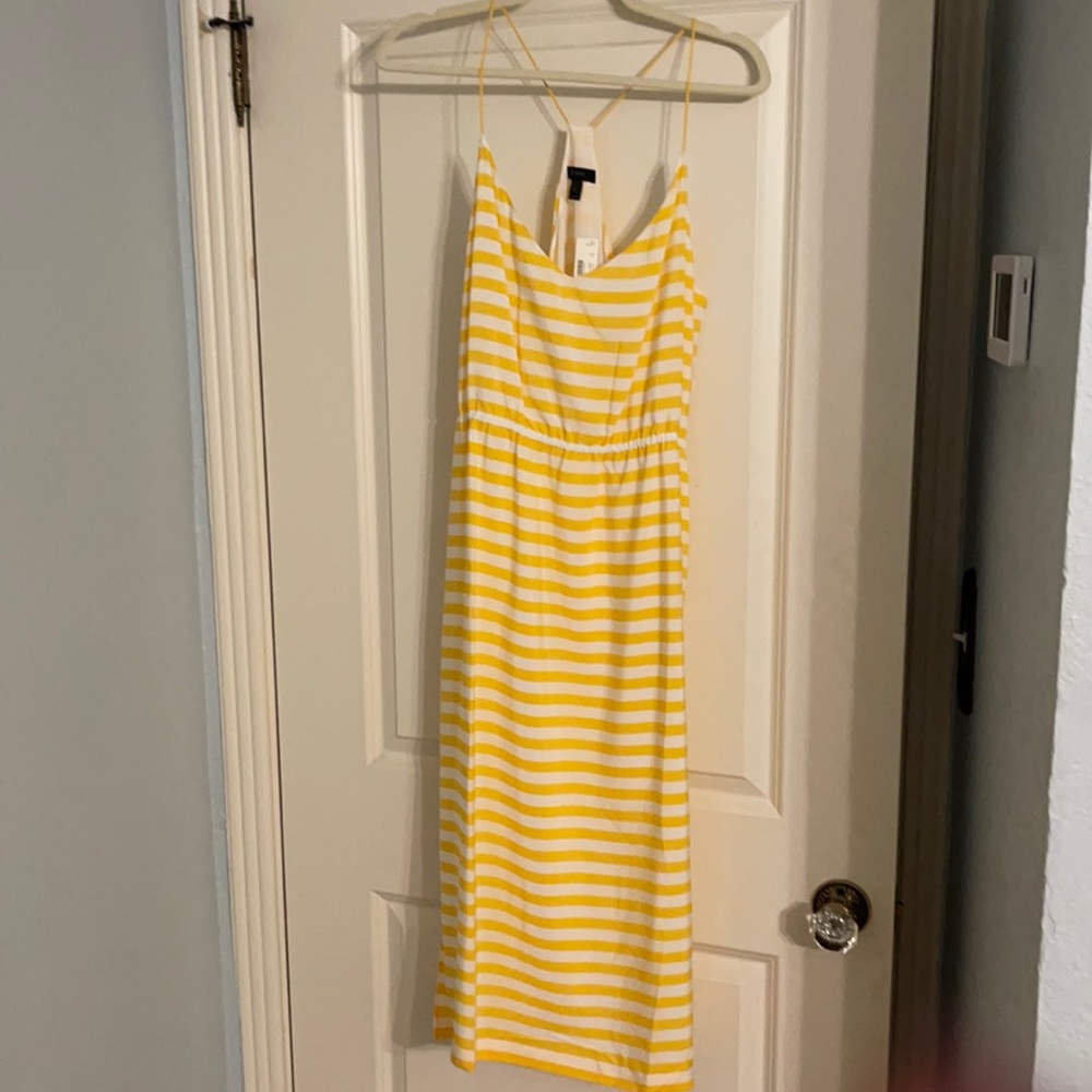 NWT JCrew yellow & white midi Sundress size 16
